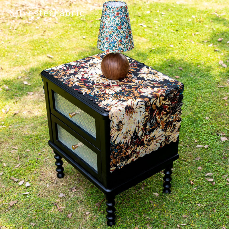 Small Floral Black Table Cover