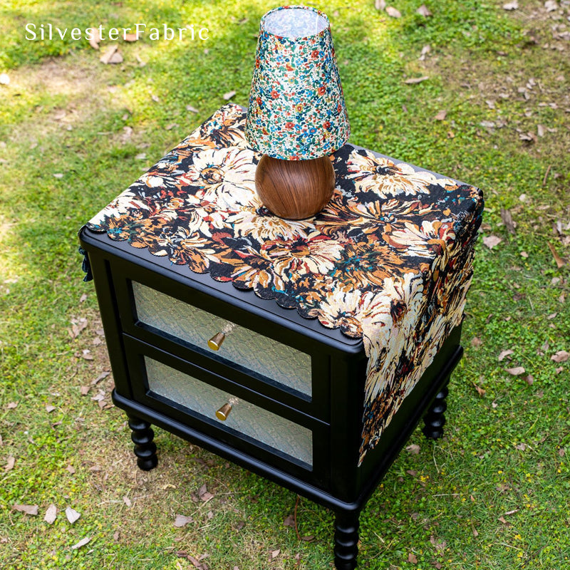 Small Floral Black Table Cover