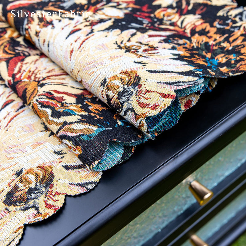 Small Floral Black Table Cover