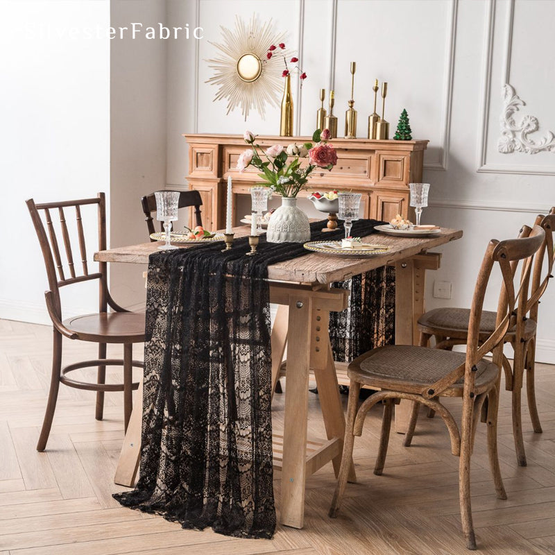 black lace table runner for everyday dining