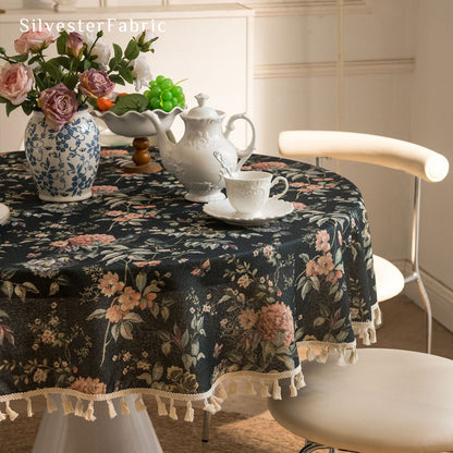 black round  farmhouse  floral tablecloth for everyday dining