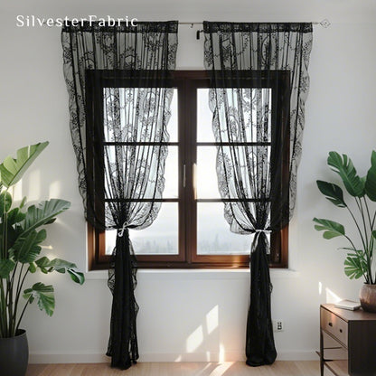 Black Sheer Lace Curtain