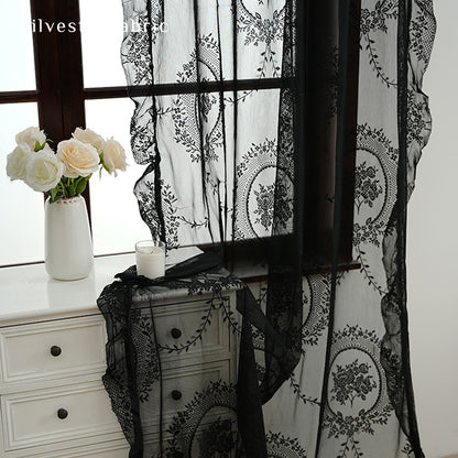 Black Sheer Lace Curtain