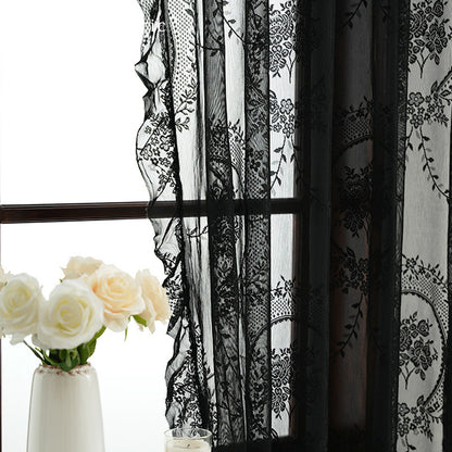 Black Sheer Lace Curtain
