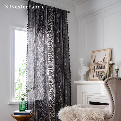 Black Bohemian Curtains Hanging on Window