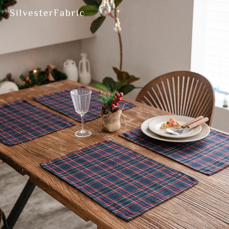 Blue Christmas Plaid Placemats