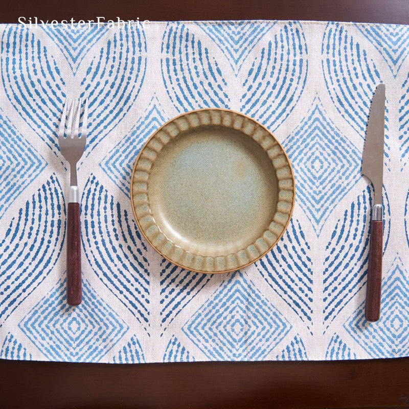 blue textured farmhouse placemats for everyday dining