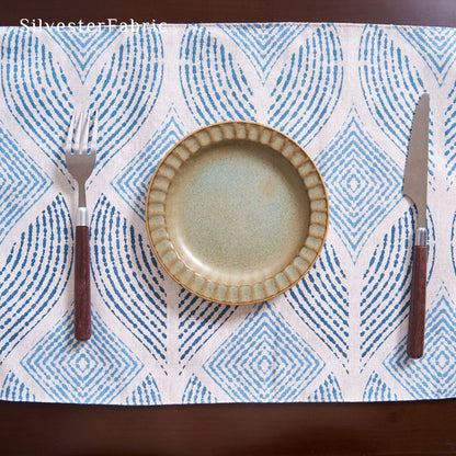 blue textured farmhouse placemats for everyday dining