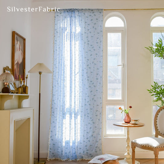 Close‑up of Blue Floral Curtain corner