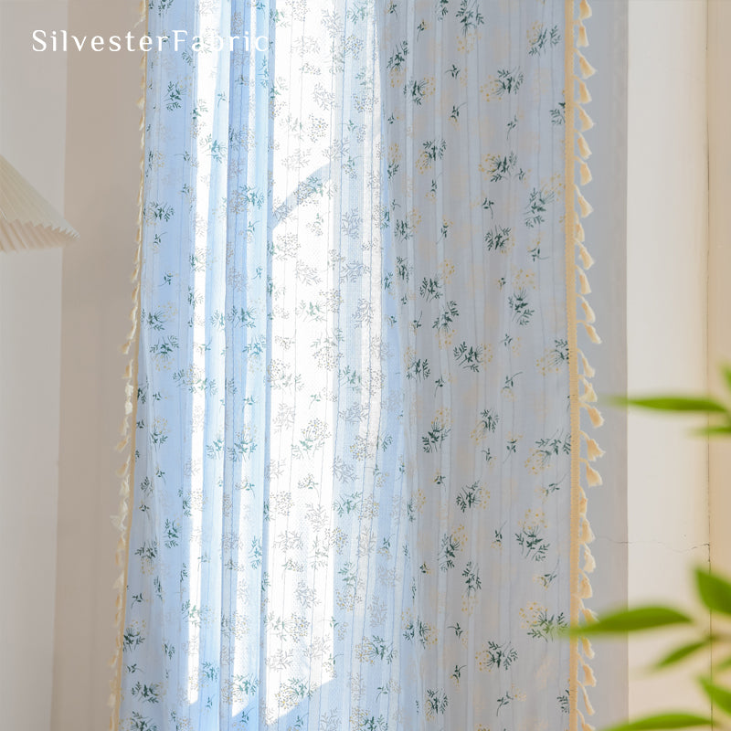 Close‑up of Blue Country Floral Curtain