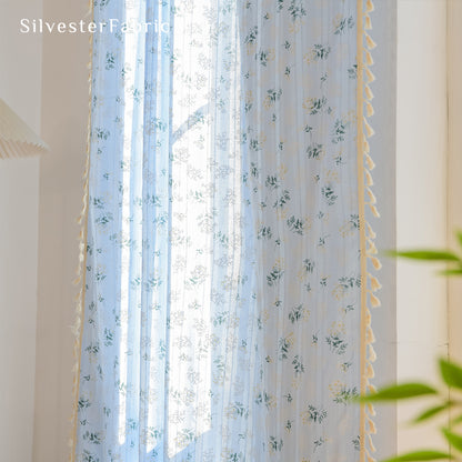 Close‑up of Blue Country Floral Curtain