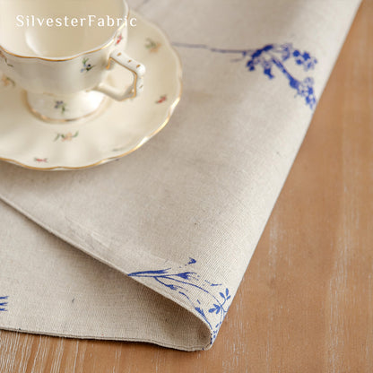blue floral farmhouse placemats fabric close-up