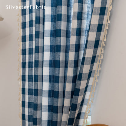 Close‑up of Blue Farmhouse Curtain corner