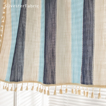 Close‑up of Striped Block Cafe Curtain corner