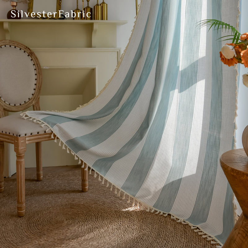 Close‑up of Blue Striped Curtain corner