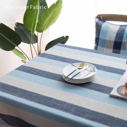 blue striped farmhouse tablecloth for everyday dining