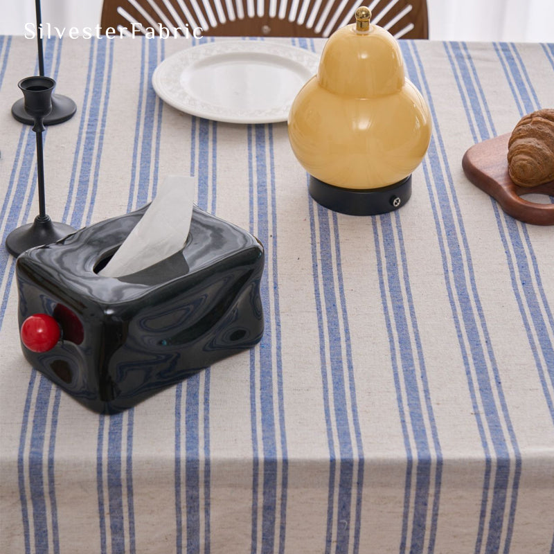 blue striped farmhouse tablecloth for everyday dining