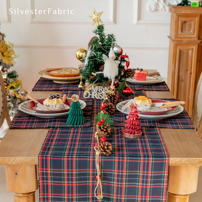 blue plaid table runner for everyday dining