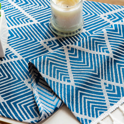 Small Table Cover丨Blue Table Runner丨Coffee Table Cover