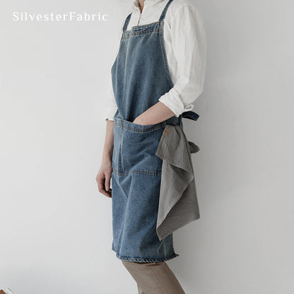 Blue Denim Apron丨Denim Aprons With Pockets