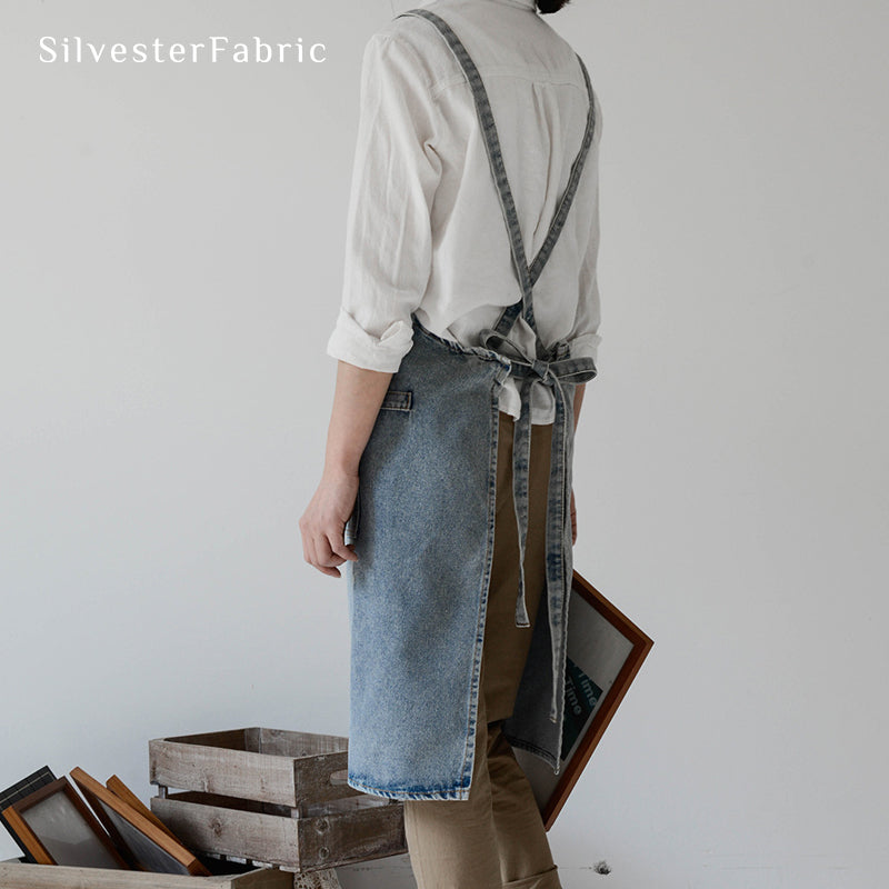 Close‑up of Navy Blue Denim Apron corner