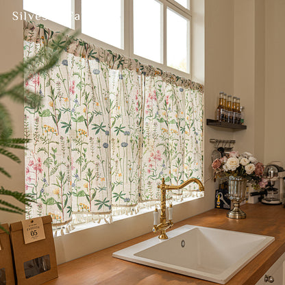 farmhouse floral cafe curtain panel