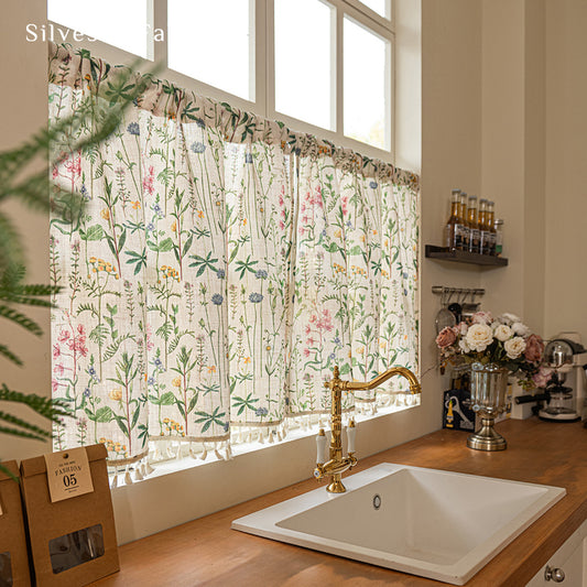 farmhouse floral cafe curtain panel