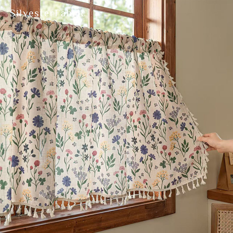 farmhouse floral cafe curtain panel