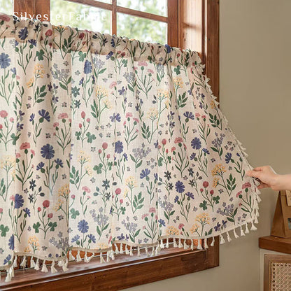 farmhouse floral cafe curtain panel