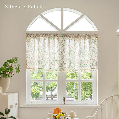 farmhouse floral cafe curtain for kitchen