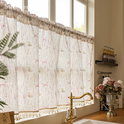 beige farmhouse cafe curtain panel