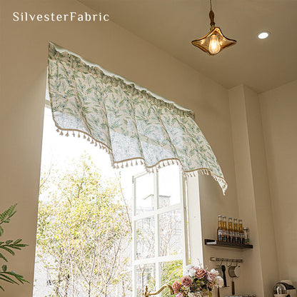 farmhouse short cafe curtain hanging in window