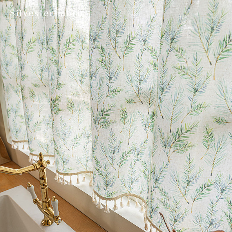 farmhouse short cafe curtain fabric texture