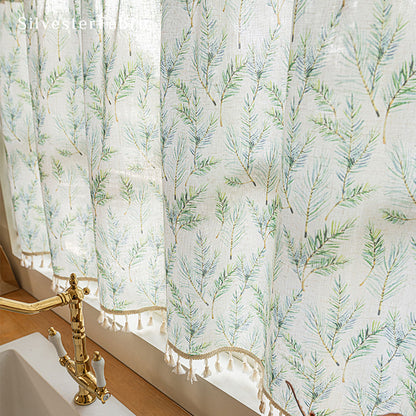 farmhouse short cafe curtain fabric texture