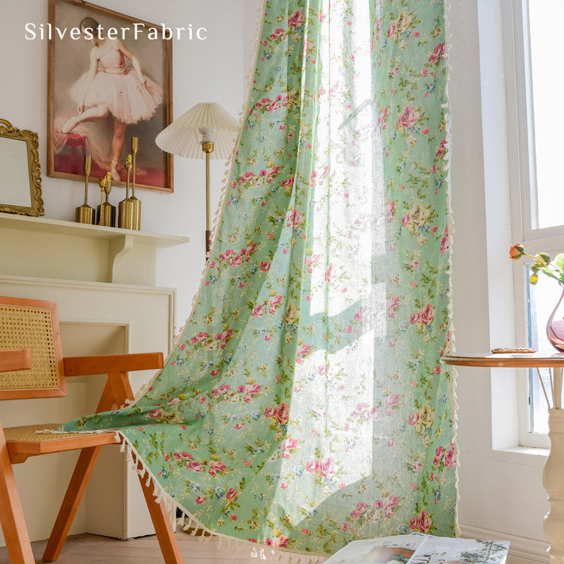 Floral Curtains丨Green Curtains丨Red Floral Printed Curtains