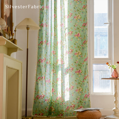 Floral Curtains丨Green Curtains丨Red Floral Printed Curtains