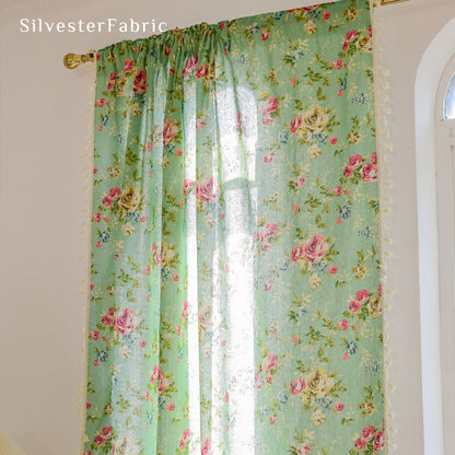 Floral Curtains丨Green Curtains丨Red Floral Printed Curtains