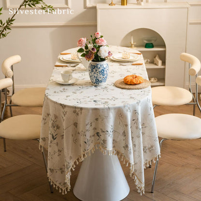 farmhouse floral tablecloth for holiday table setting