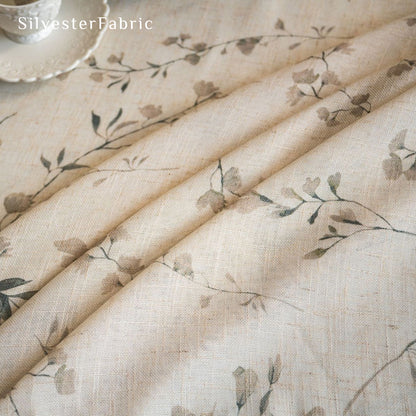 farmhouse floral tablecloth folded showing fabric weight