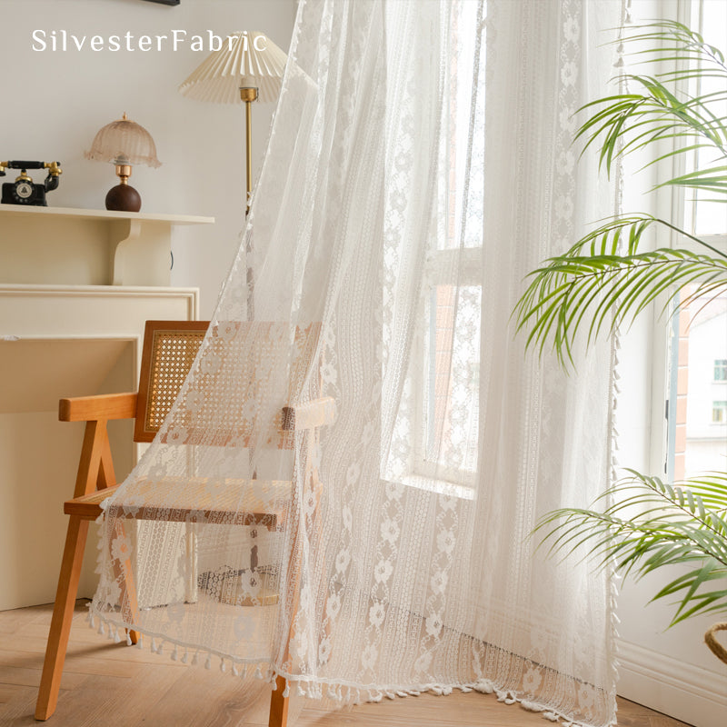 Close‑up of White French Sheer Curtain corner