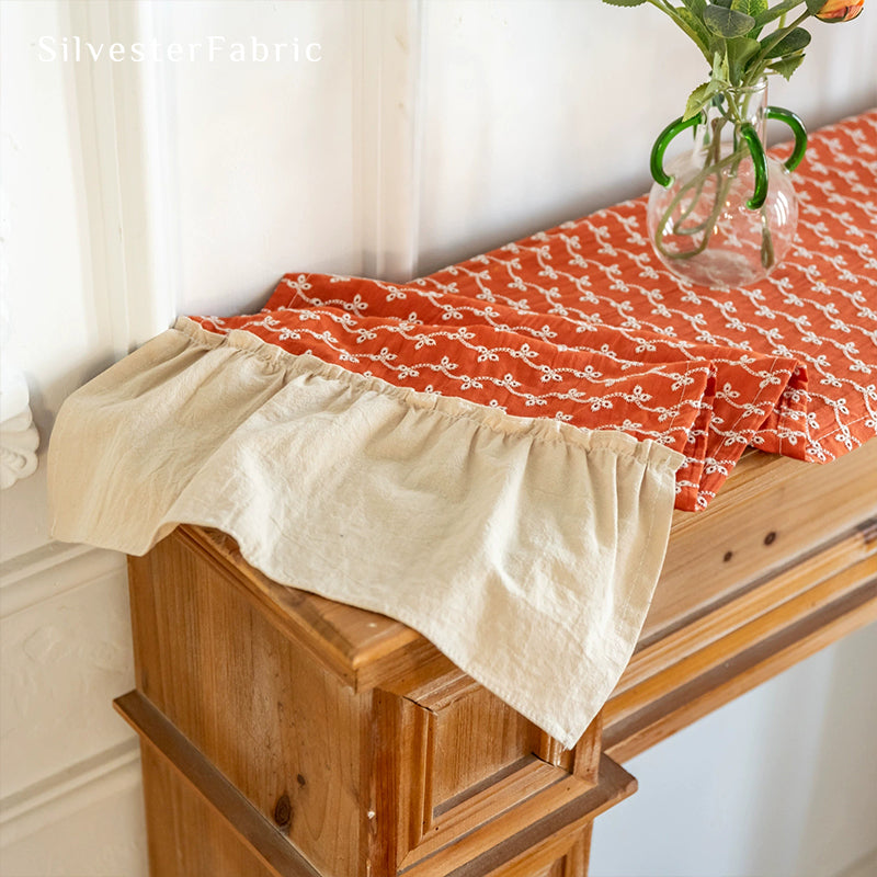 Red French Floral Table Runner