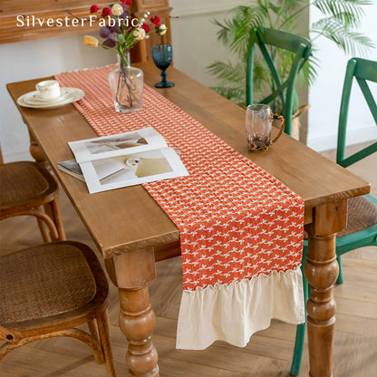 Red French Floral Table Runner