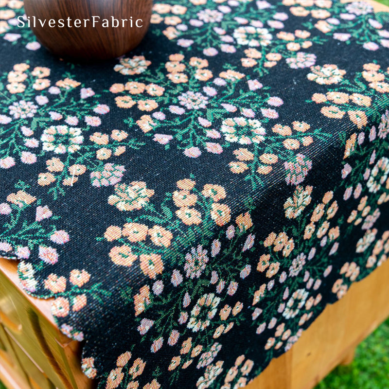 Small Floral Table Cover丨Spring Table Runner丨Black Table Cover