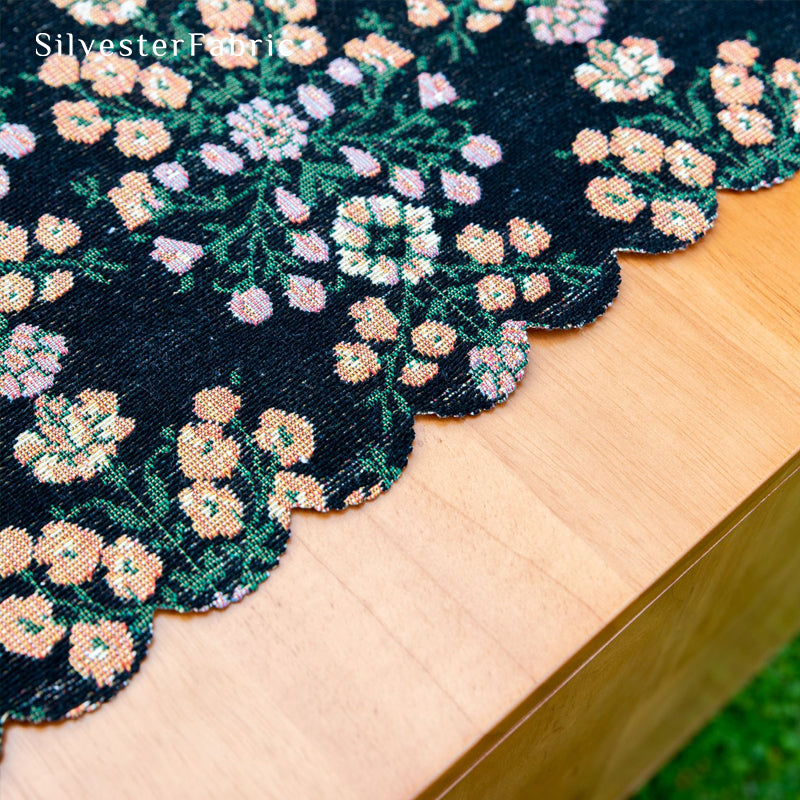 Small Floral Table Cover丨Spring Table Runner丨Black Table Cover
