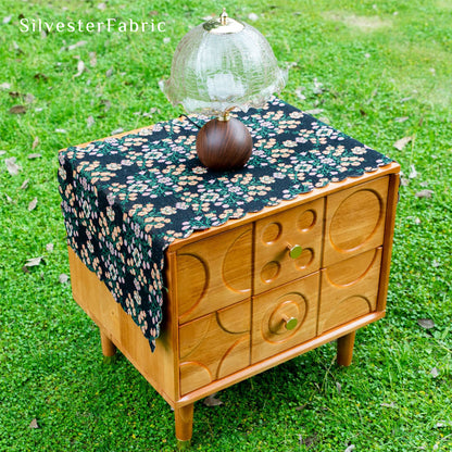 Small Floral Table Cover丨Spring Table Runner丨Black Table Cover