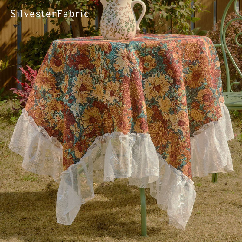 Red French Tablecloth丨Floral Tablecloth丨Spring Tablecloth