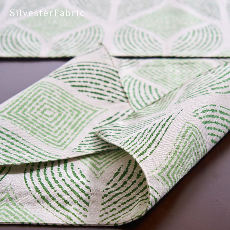 green textured farmhouse placemats fabric close-up