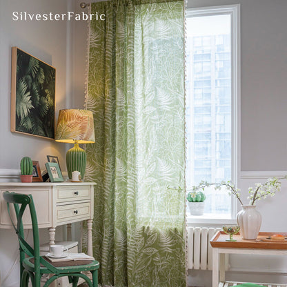 Close‑up of Green Botanical Curtain corner