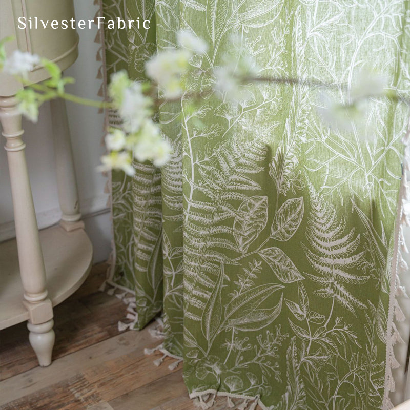 Close‑up of Green Farmhouse Curtain corner