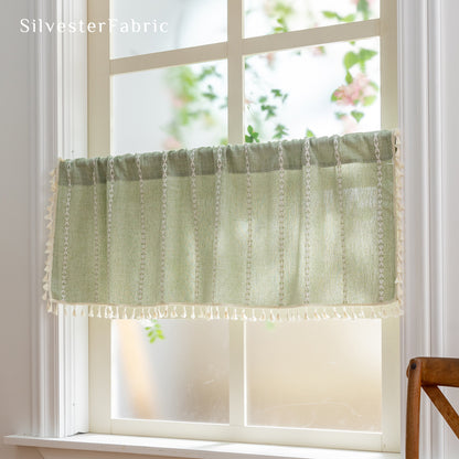 Close‑up of Green French Cafe Curtain corner